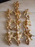 10 Goudkleurige Kerstengeltjes.. Hoogte 10 CM(Lees beschr)., Ophalen of Verzenden, Zo goed als nieuw