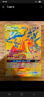 GOLD Charizard & Reshiram gx big card, Ophalen of Verzenden, Zo goed als nieuw