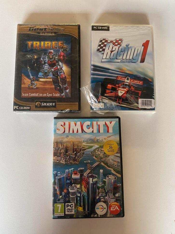 PC Games – SimCity + Tribes 2 + Racing Simulation 1, Games en Spelcomputers, Games | Pc, Nieuw, Ophalen