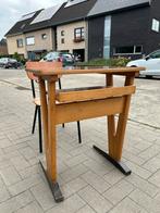 Retro houten schoolbank met stoel – vintage, Ophalen, Bureau