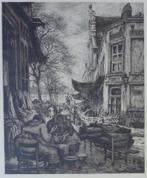 JEF CODRON / STRAATBEELD BRUSSEL / ZW-W ETS / 89x67cm / KAD, Antiek en Kunst, Kunst | Litho's en Zeefdrukken, Ophalen