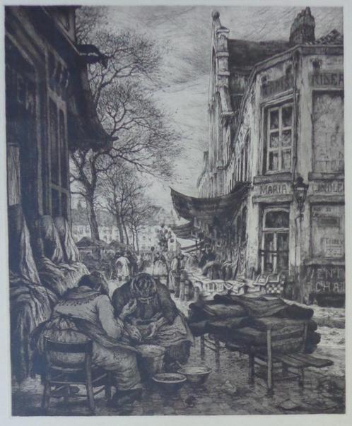 JEF CODRON / STRAATBEELD BRUSSEL / ZW-W ETS / 89x67cm / KAD, Antiquités & Art, Art | Lithographies & Sérigraphies, Enlèvement