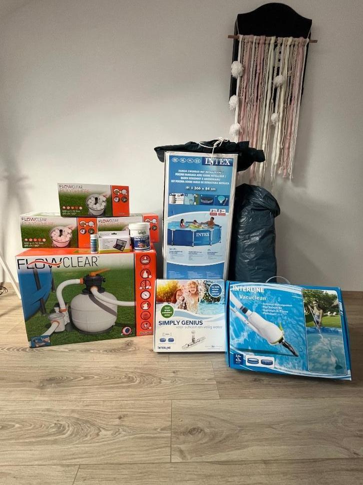 Zwembad + alle toebehoren, Tuin en Terras, Zwembaden, Zo goed als nieuw, Opzetzwembad, 80 tot 120 cm, 200 tot 400 cm, Rond, Ophalen