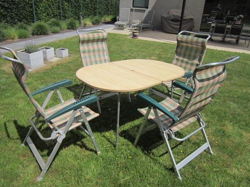 Dukdalf kampeerstoelen + Lafuma tafel, Caravans en Kamperen, Kampeermeubelen, Gebruikt, Campingstoel, Ophalen