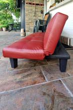 Rode clic-clac uitklapbare sofa / zetel in kunstleer, Huis en Inrichting, Ophalen, 90 cm, Eenpersoons, Nieuw