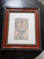 Dessins de Alphonse Mucha dans cadre d'époque, Antiquités & Art, Art | Dessins & Photographie, Enlèvement