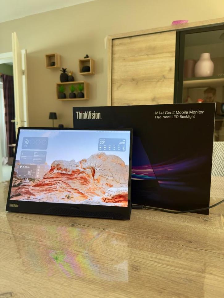 Ecran portable Lenovo ThinkVision M14 - 2ième génération, Computers en Software, Monitoren, Nieuw, 61 t/m 100 Hz, USB-C, Gaming