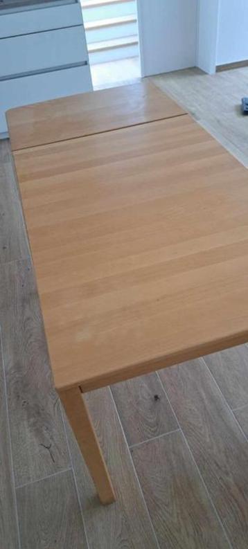 Table en bois clair scandinave massif en TBE  110cm+50cm