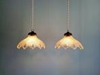 Paar Art Deco-hangers in geschulpt transparant glas, Ophalen of Verzenden