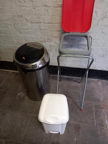 Brabantia grote vuilnisbak + kleine vuilnisbak + metalen hou beschikbaar voor biedingen
