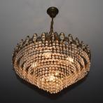 Oude kroonluchter versierd met trapsgewijze kristallen, Huis en Inrichting, Ophalen, Gebruikt, Overige materialen