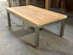 Salontafel teak met inox onderstel, Huis en Inrichting, Tafels | Sidetables, Ophalen, Nieuw