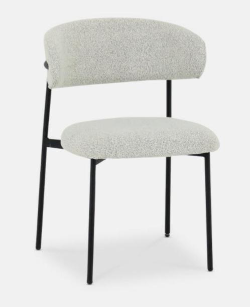 STOEL FJERRE LICHTGRIJS BOUCLÉ, Huis en Inrichting, Stoelen, Nieuw, Eén, Metaal, Stof, Wit, Ophalen