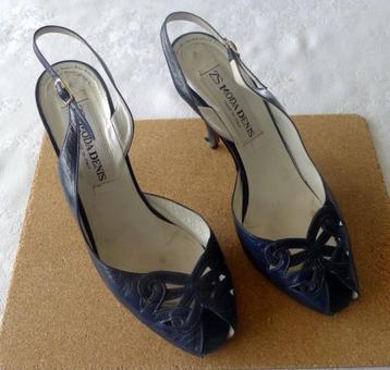 2 paar sandalen met hak - mt 38 - 1 x zwart / 1 x blauw