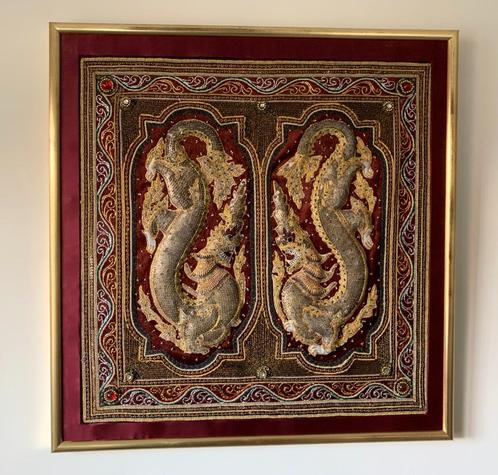 Birmees Kalaga wandtapijt borduurwerk Myanmar, Antiek en Kunst, Kunst | Niet-Westerse kunst, Ophalen