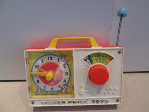 Vintage Fischer-Price van 1971 klokradio met muziek Hickory, Kinderen en Baby's, Speelgoed | Fisher-Price, Zo goed als nieuw, Met geluid