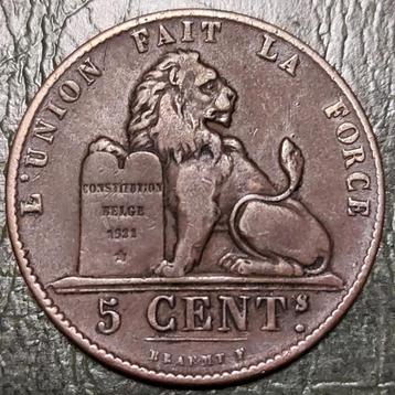 5 Cent 1855 (Braemt) Leopold I / Zeer zeldzaam !!! beschikbaar voor biedingen