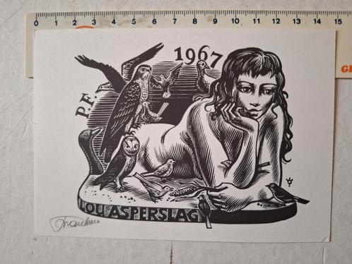 Hout- of linosnede van Frank-Ivo Van Damme uit 1967, Antiek en Kunst, Kunst | Etsen en Gravures, Ophalen of Verzenden