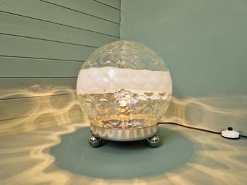 Grote tafellamp in geblazen honingraatglas, 1970  beschikbaar voor biedingen