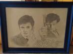 Doctor Who handgetekend kunstwerk incl Tardisblauw kader, Ophalen