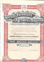 Soc. Forestière et Agricole du Mayumbe - 1949, 1920 tot 1950, Ophalen of Verzenden, Aandeel