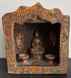 Oud Boeddha-altaar of tempel in hout en klei uit Nepal, Ophalen of Verzenden