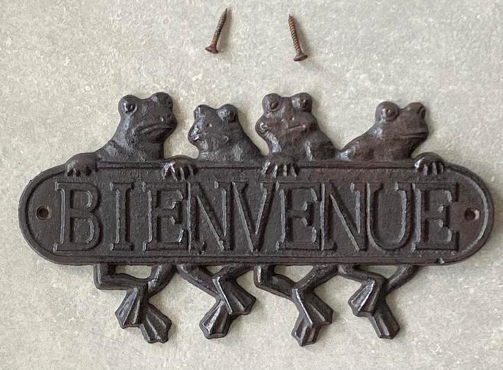 Plaque de porte « Bienvenue » en fonte, Antiek en Kunst, Antiek | Woonaccessoires, Ophalen of Verzenden