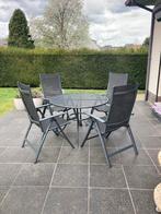 Zeer degelijk tuinset met 4 verstelbare stoelen, Ophalen, 4 zitplaatsen, Kunststof, Gebruikt
