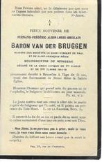 Baron Van der Bruggen Burgemeester Wyngene, Collections, Images pieuses & Faire-part, Enlèvement ou Envoi