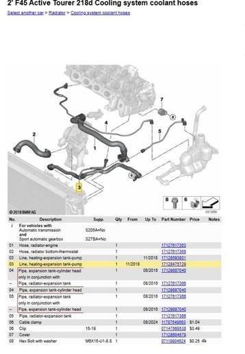 OEM BMW MINI 2' F45 F46 X1 F48 F54 F60 #17128475729  leiding beschikbaar voor biedingen