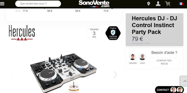 HERCULES Contrôleur DJ Instinct Party PC/Mac, Musique & Instruments, DJ sets & Platines, Comme neuf, DJ-Set, Autres marques, Enlèvement