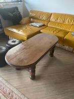 Ovaal Donker bruine salontafel, Huis en Inrichting, Ophalen, Log cabin, 100 tot 150 cm, 50 tot 100 cm