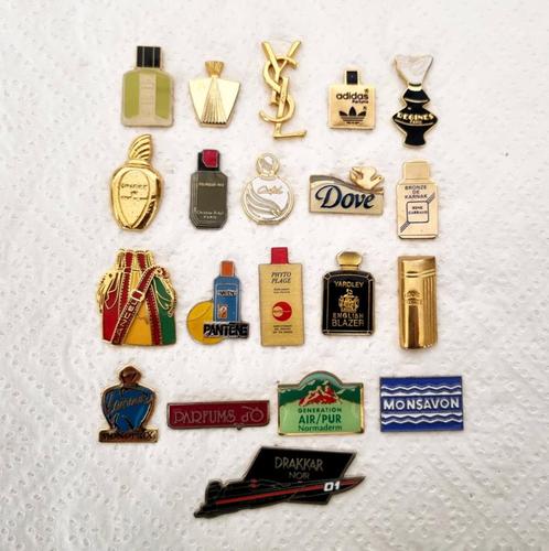 Lot 20 parfumthema-pinnen voor verzamelaars, YSL, Given.., Verzamelen, Speldjes, Pins en Buttons, Zo goed als nieuw, Speldje of Pin