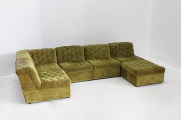 Vintage modulaire elementen sofa Laauser velours groen beschikbaar voor biedingen