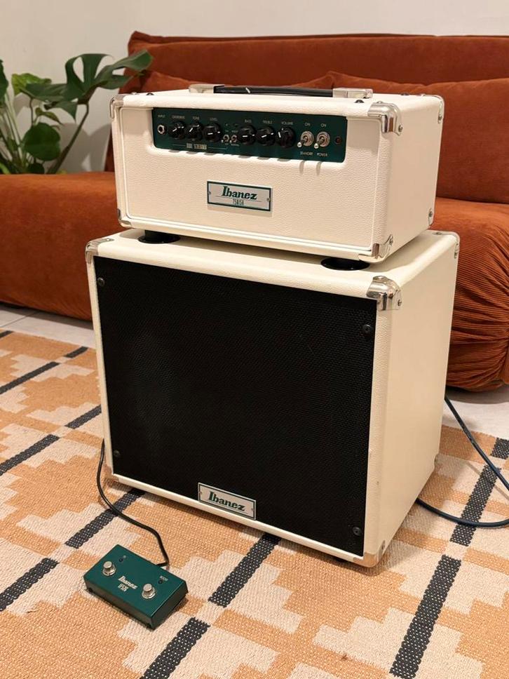 Ibanez TSA15H buizenversterker + cab + footswitch, Muziek en Instrumenten, Versterkers | Bas en Gitaar, Zo goed als nieuw, Gitaar