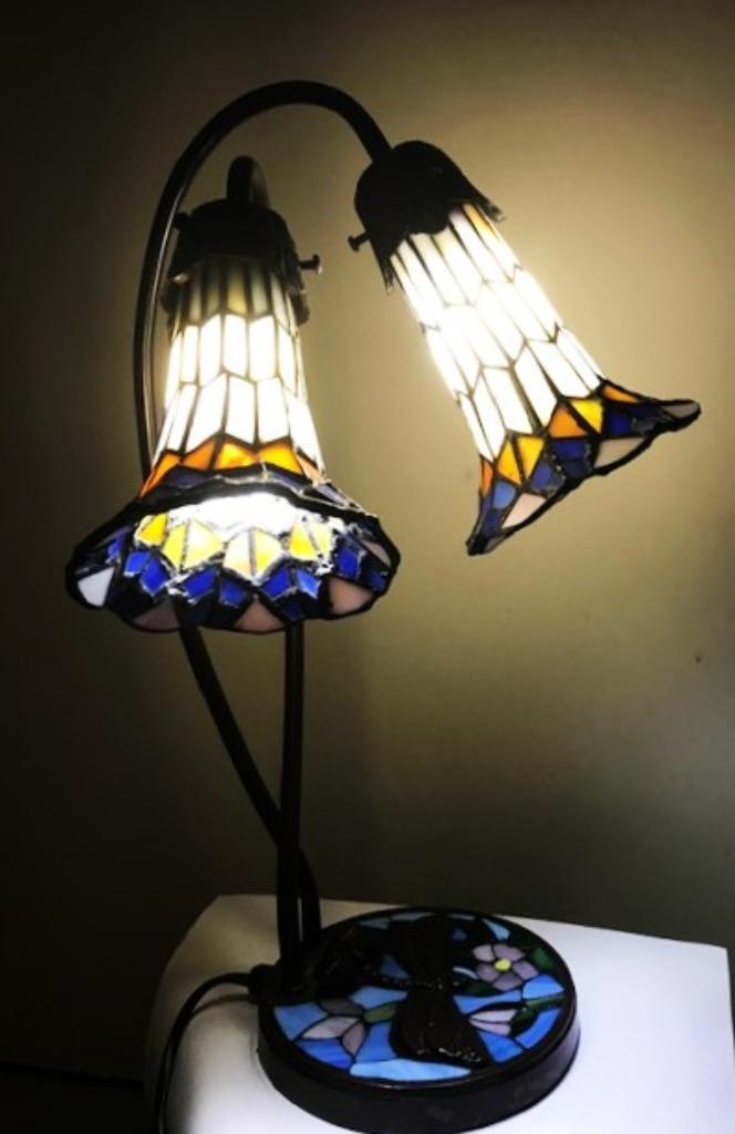 Tiffany Lelie lamp 2 lichts Meyda MuLighti-kleurig😍✨💑🎁🤗, Antiek en Kunst, Antiek | Verlichting, Ophalen of Verzenden