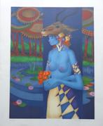 JEF VAN TUERENHOUT / BLAUWE KONINGIN / ZEEFDRUK / 57x47cm, Antiek en Kunst, Ophalen of Verzenden