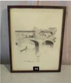 Prachtige Pentekening 'Firenze - Ponte Vecchio' - gesign, Antiek en Kunst, Kunst | Tekeningen en Fotografie, Ophalen of Verzenden
