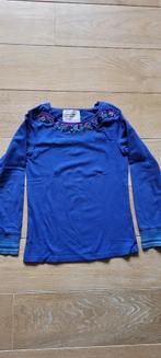 Blauwe longsleeves met pareltjes - Mim-Pi - maat 128 (8 jaar, Ophalen of Verzenden, Gebruikt, Meisje, Shirt of Longsleeve