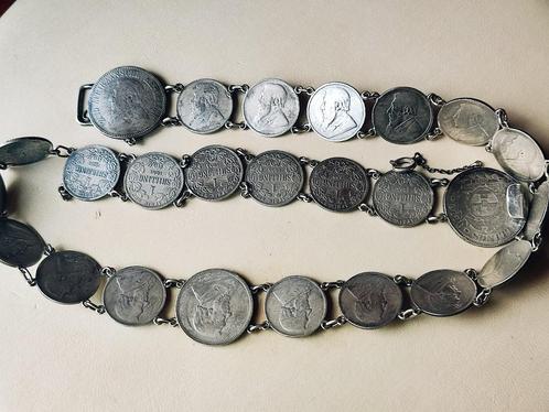 Antieke zilveren riem met zilveren munten Zuid Afrika, Antiek en Kunst, Antiek | Zilver en Goud, Zilver, Ophalen of Verzenden