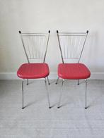 Paar vintage stoelen - chroom en vinyl - SOUDEUROP, Huis en Inrichting, Stoelen, Twee, Ophalen of Verzenden, Zo goed als nieuw