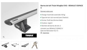 Barres de toit THULE WingBar EVO 