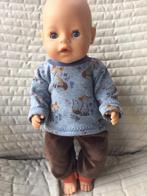 180. Babyborn: Nieuw sweater met vosjes + bruine broek, Ophalen of Verzenden, Nieuw, Babypop