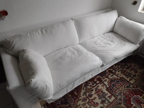 Zetel / sofa wit x2 voor 6 personen, Huis en Inrichting, Zetels | Complete zithoeken, Gebruikt, Hout, Stof, Ophalen