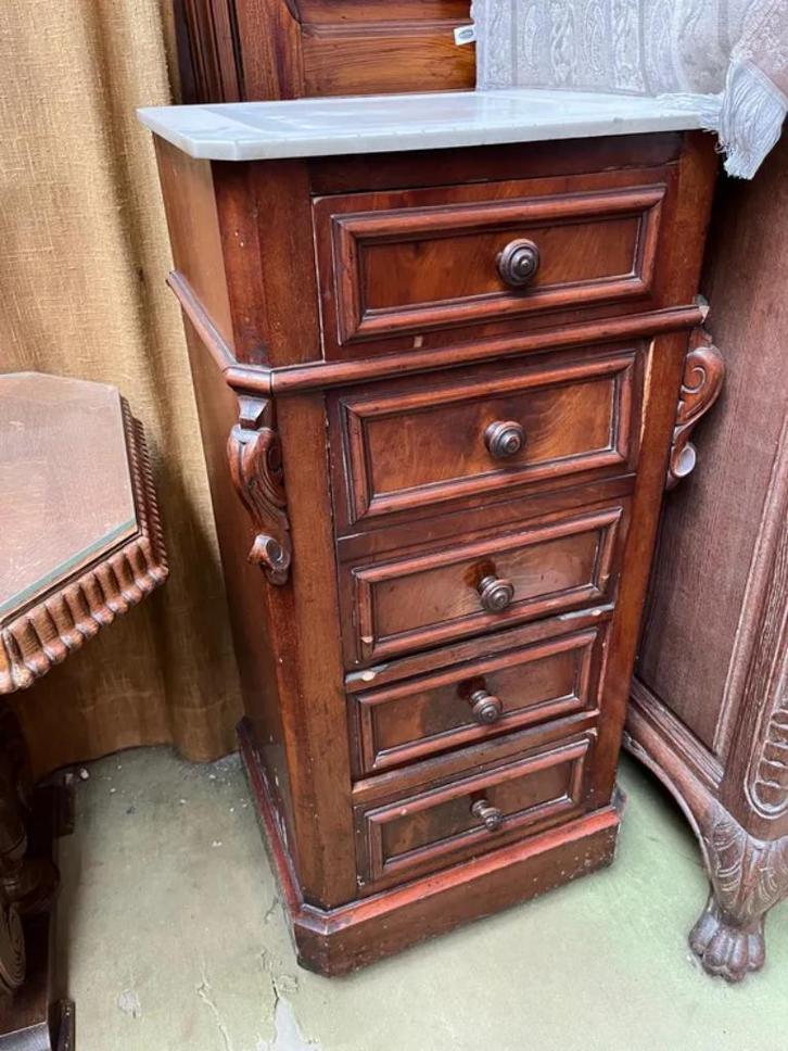 Table de nuit en acajou & marbre XIXe, Antiquités & Art, Antiquités | Meubles | Tables, Enlèvement