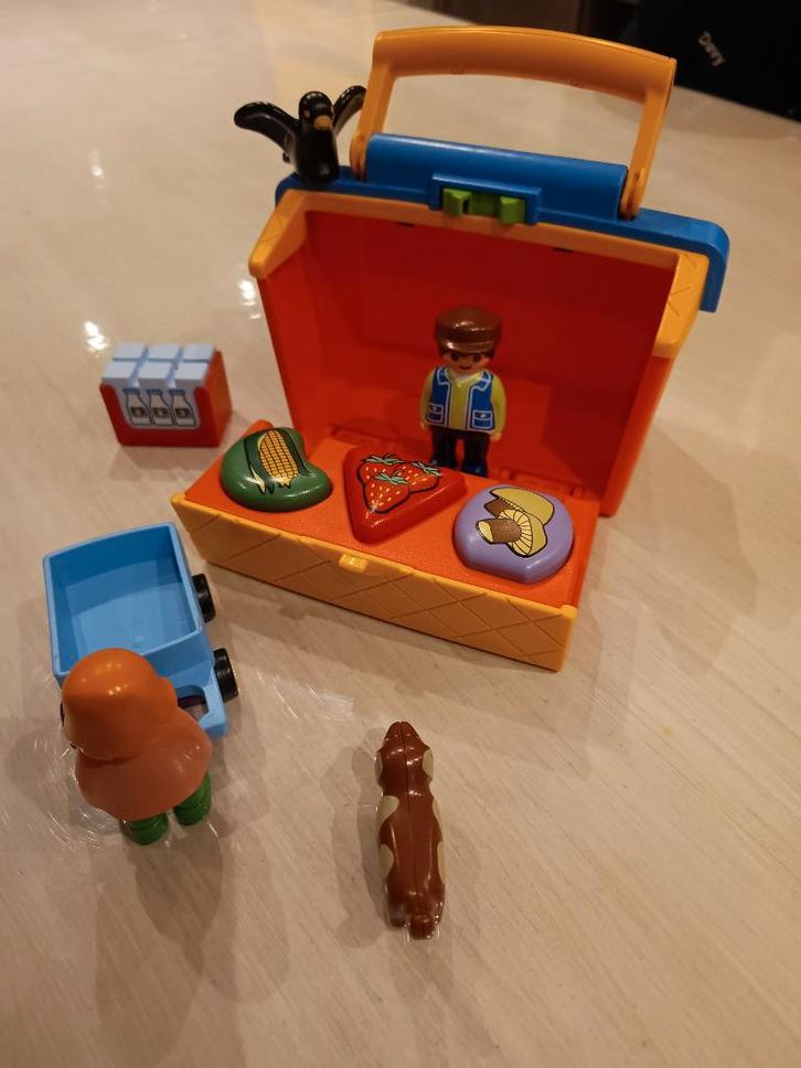 playmobil 1.2.3 meeneem marktkraam, Kinderen en Baby's, Speelgoed | Playmobil, Zo goed als nieuw, Complete set, Ophalen