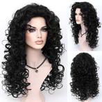 Sexy pruik zwart lang haar met volle krullen zonder pony, Verzenden, Nieuw