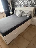 Lit Ikea brimnes, Enlèvement, Utilisé, 200 cm, Blanc