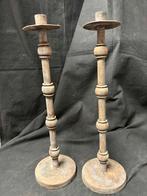 2 zware metalen kandelaars, Antiek en Kunst, Ophalen