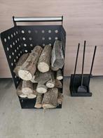 Brandhoutkar op wieltjes + haardset, Huis en Inrichting, Ophalen, Gebruikt, Overige soorten